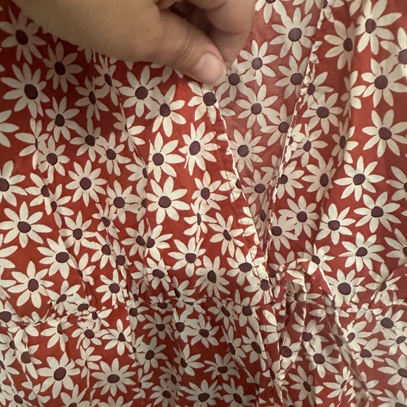 Madewell Red Floral Mini Dress wrap size M - Picture 6 of 7